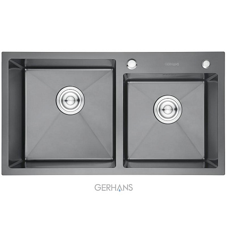 Мойка из нерж.стали Gerhans K37843B-S 2 чаши 780*430*220 мм Графит