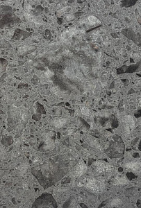 HPL Компакт плита Кедр 6409/PT Терраццо Антик (Питон) 3050 х 608 х 12 мм. черная основа