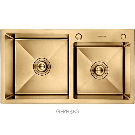 Мойка из нерж.стали Gerhans K37843B-S 2 чаши 780*430*220 мм Золото