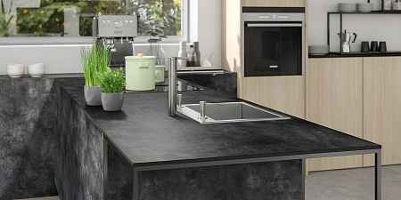 HPL Компакт плита Кедр 6880 S Черный Порторо (Кристалл) 3050 х 608 х 12 мм. черная основа