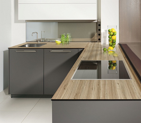 HPL Компакт плита Кедр 8434/GO  Дуб Палисанто (Крупная рустикальность) 3050 х 1220 х 12 мм. черная основа